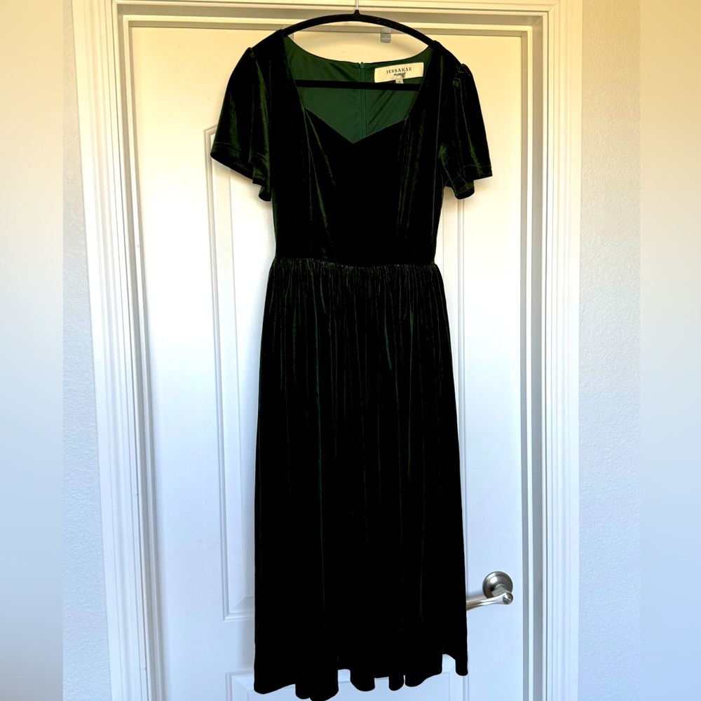 JessaKae Riverwood Green Velvet Holiday Dress